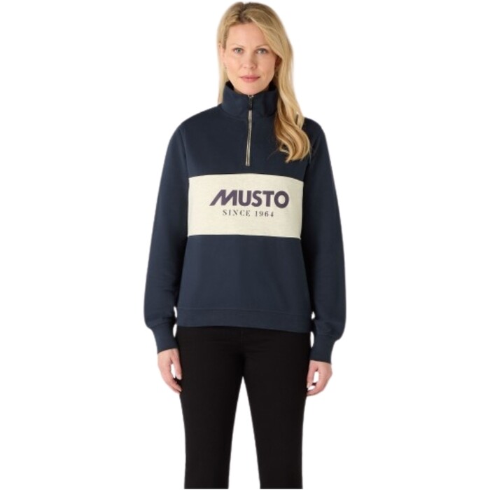 Musto Mujer Navy 2024 Sudadera 1/2 Cremallera 85021 - / Oat